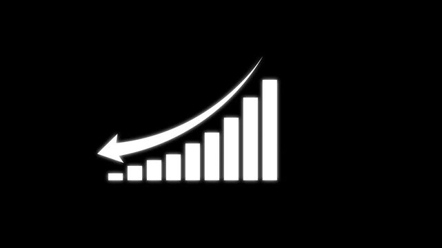 Falling Chart with Arrow Animation, Animated Financial Crisis Chart with Trend Line Graph, Decline Bar Chart of Economy