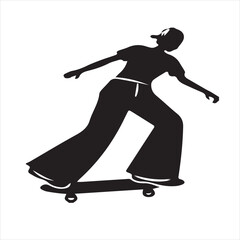 Fototapeta premium Silhouette of a Skater on a White Background