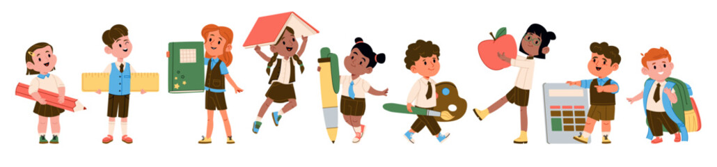 Children with School Supplies