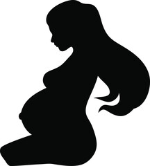 Elegant black silhouette of a pregnant woman showcasing maternal glow and expectant motherhood silhouette