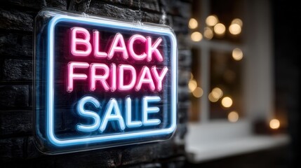 Retro neon black friday sale sign for promotions and marketing