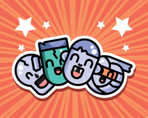 Cute Fun Halloween Avatar Character Heads