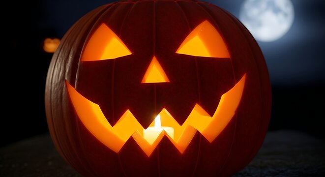 Glowing Jack OLantern Pumpkin for Halloween.