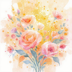 watercolor background with roses