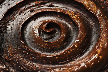 Intricate Dark Brown Swirl - Macro Shot of Textured Organic Spir