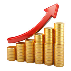 Business growth chart with golden coins showing financial success and investment concept