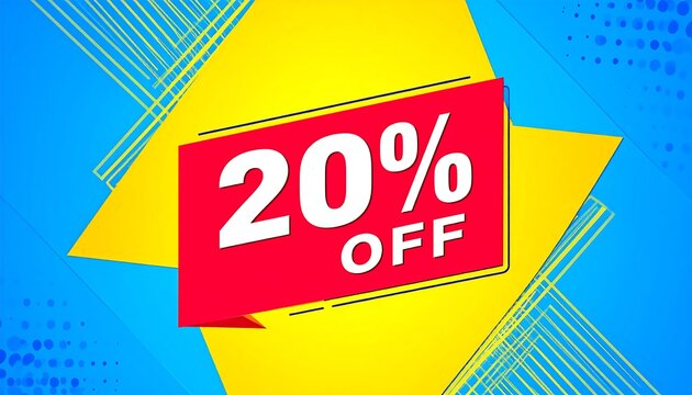 Colorful sale banner with 20% off