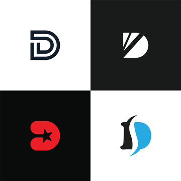 Elegant Alphabet D Logo Design Set &ndash; 4 Modern Minimal Letter D Monogram Branding Icons