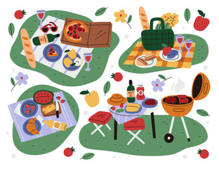 Outdoor Picnic and Barbecue Scene