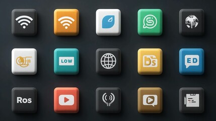 RSS feed icons in classic and modern styles with signal, globe, and blog symbols in vector format, ideal for blogs and apps