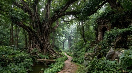Sacred forests hold spiritual significance, combining rich biodiversity with cultural traditions that protect these ancient natural landscapes.