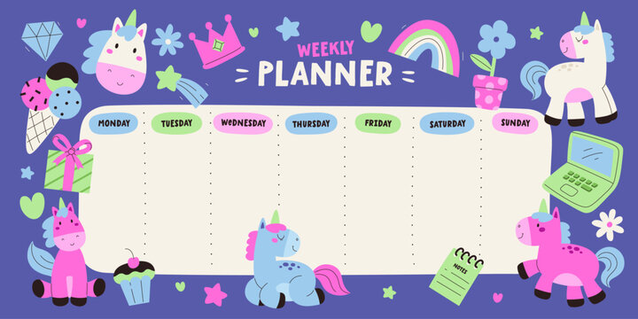 Unicorn-Themed Weekly Planner