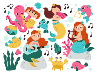 Mermaids and Sea Creatures Playing Music