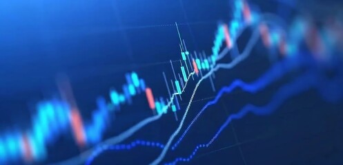 A graph showing fluctuations of trading stock market.