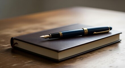 Symbolic Silence with a Fountain Pen on a Closed Notebook
