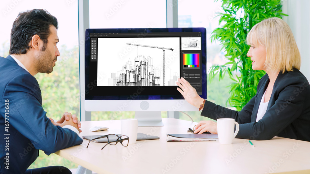 Poster architectural design modish software application for architect business and professional designer