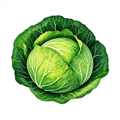 Obraz premium Fresh green cabbage isolated on white background