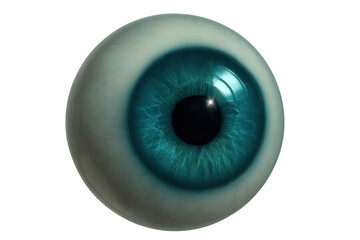 Close-up of a realistic blue eye, creating a captivating and unsettling image with transparent background