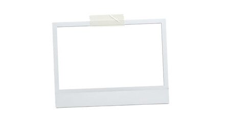 Blank polaroid frame with tape isolated on transparent background, perfect for your memories moments