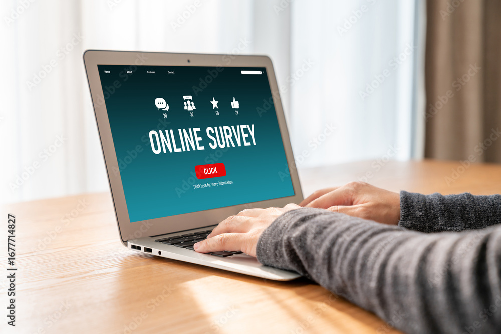 Poster online survey form for modish digital information collection on the internet network