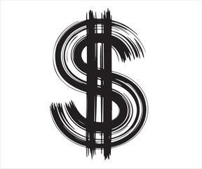 Dollar sign brush stroke vector illustration finance concept