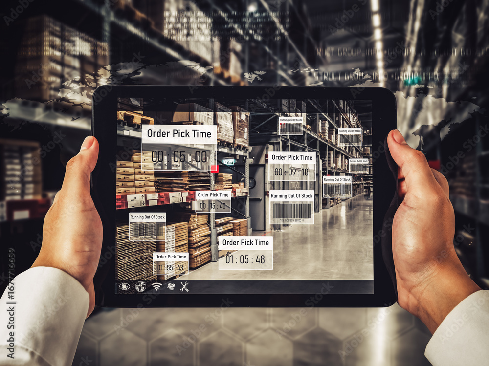 Poster smart warehouse management system using augmented reality technology to identify package picking and