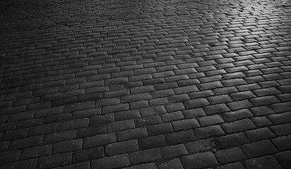 Old cobblestone pavement close up