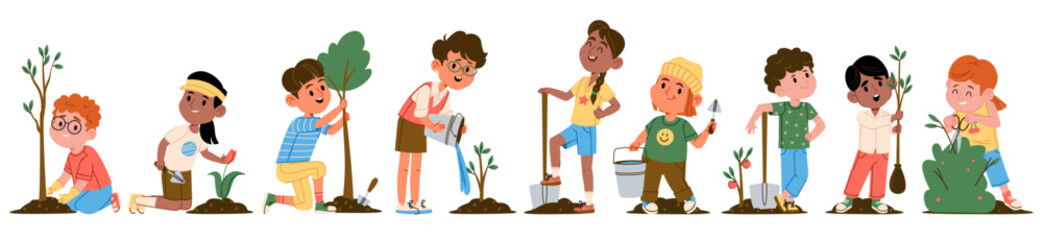 Children Planting Trees Together