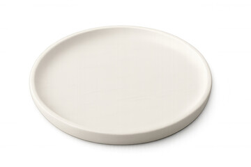 Round white empty plate isolated on transparent background, ideal for showcasing food or other products