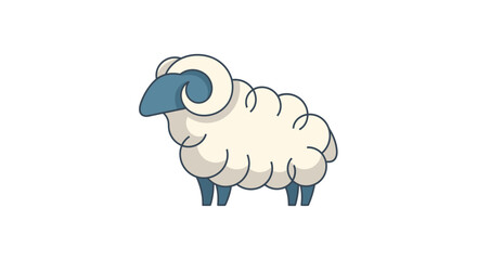 Obraz premium Cute Cartoon Sheep Illustration, Animal Character Design, Creative Art, Digital Artwork, Playful Setting, Side View, Fun Concept