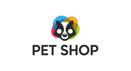 Naklejka premium Exciting Pet Shop Business Logo Design Featuring a Playful Animal Character in a Colorful Environment