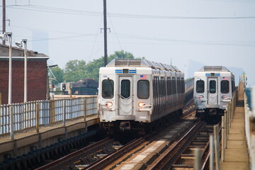 Train approaching station in Philadelphia 
