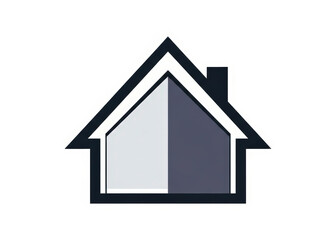 Obraz premium Simple Modern House Icon with Gray Geometric Design on a White Background