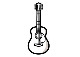Naklejka premium Acoustic Guitar Icon with Black Outline in a Simple Minimalist Style Isolated on a White Background