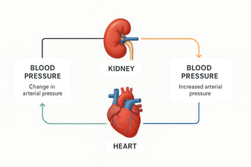 Kidney and Heart Influence on Blood Pressure, Illustration