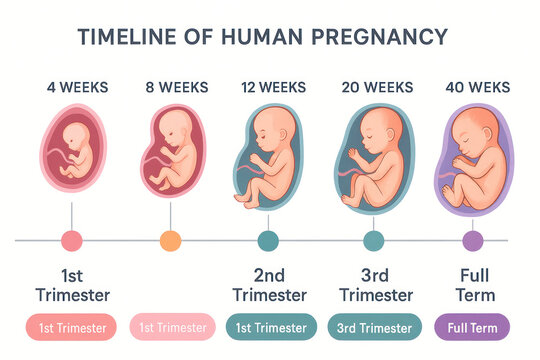 Timeline of Human Pregnancy and Fetal Development - Illustration