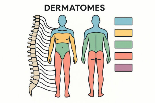Dermatomes Illustration: Human Body Sensory Nerve Mapping, Illustration