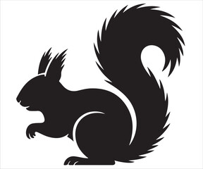 Silhouette of squirrel with fluffy tail vector illustration
