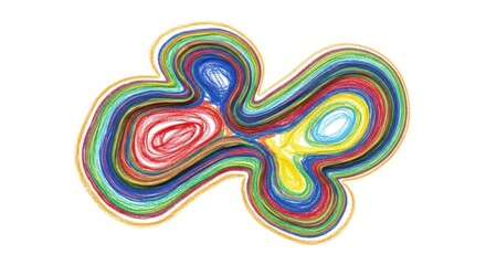 Abstract Colorful Hand Drawn Organic Shape with Scribble Texture on White Background