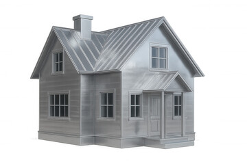 Metallic house model on a transparent background, symbolizing strength, durability, and the enduring value of homeownership