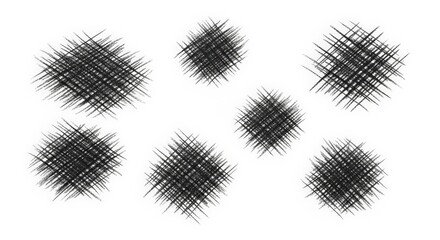 Hand Drawn Black Scribble Shapes with Crosshatch Texture on a White Background