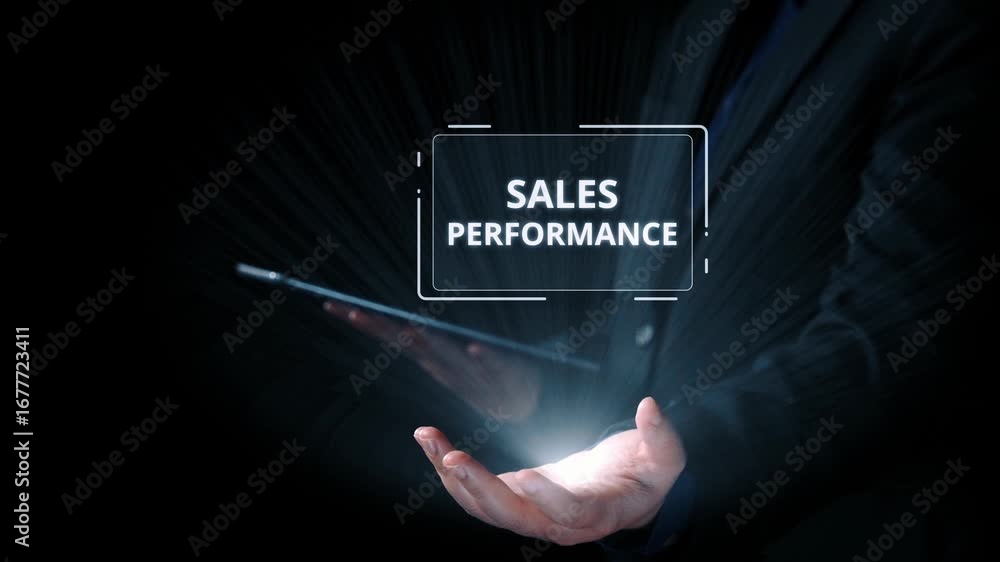 Poster digital sales performance dashboard showing sales performance metrics, performance trends, sales per