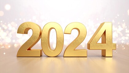 Gold 2024 on wooden floor