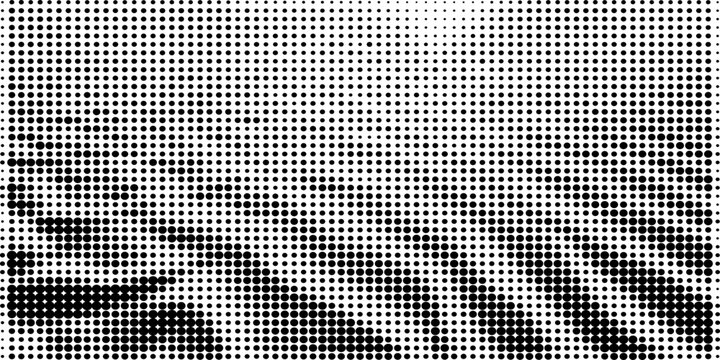 Abstract halftone wave texture. Monochrome dotted background with smooth curved lines. Minimalist retro grunge design. Vector illustration.