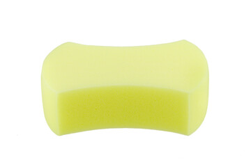 Yellow sponge for car washing isolate on white background. Close-up