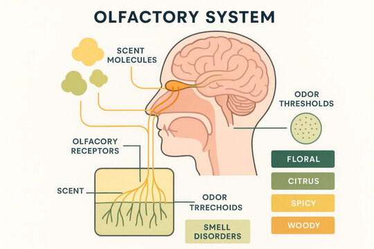 Olfactory System Diagram: Understanding the Sense of Smell - Illustration