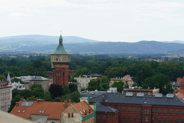 water tower, swidnica, lower silesia, poland, summer, august 2025, dolnoslaskie, view from the tower, landscape, from above, view from town hall