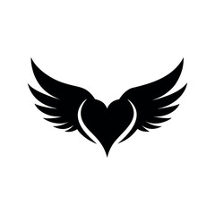 Feathered Wings Black Silhouette Illustration