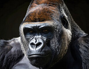 Obraz premium Gorilla is a strong and intelligent primate, embodying power and gentle leadership