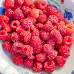 raspberries in a bowl